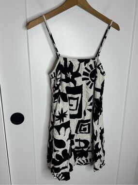 Anthropologie Paper Heart Black & White Print Mini Dress Sundress Medium